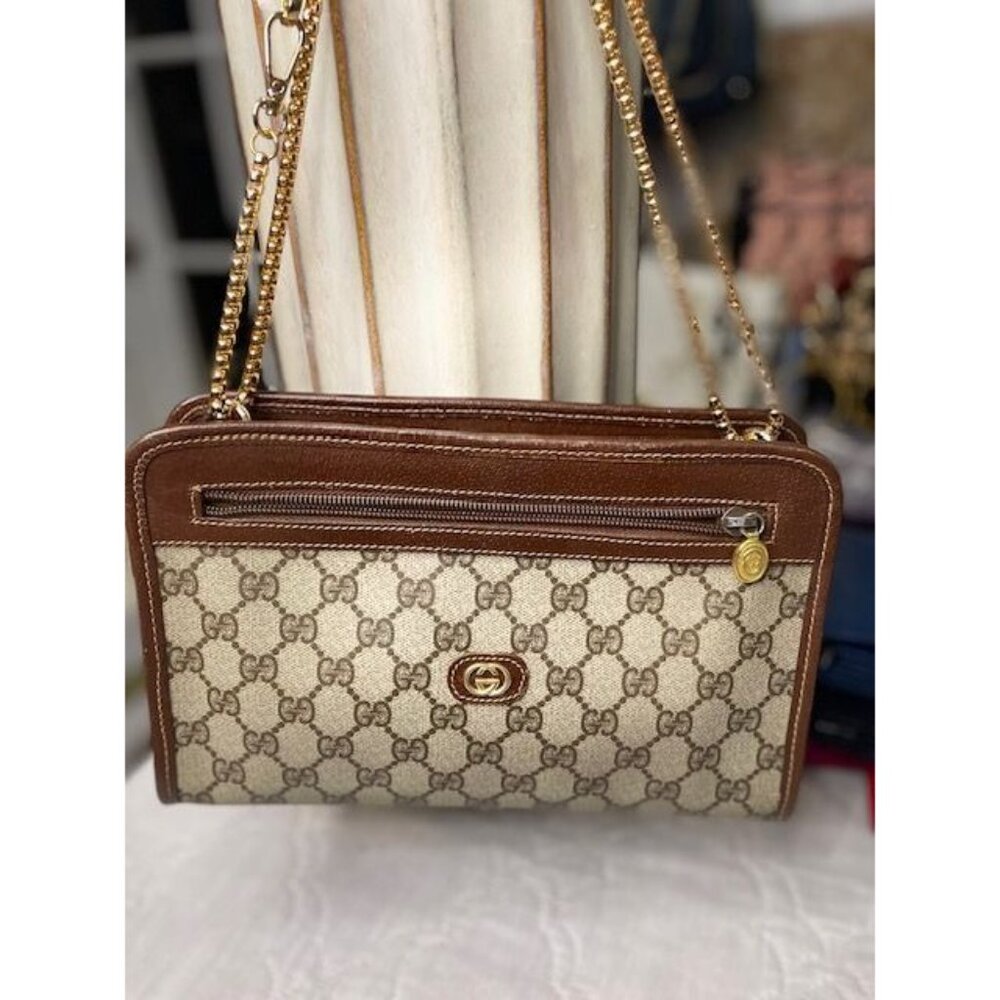 Preloved Vintage Gucci BB Beige Brown PVC Canvas Clutch/Purse – Modified for Str - Picture 2 of 6